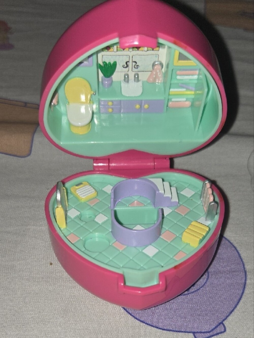 💖 VTG 1991 Bluebird Polly Pocket "Bathtime Fun" Ring Case Compact ONLY EUC 🛁✨